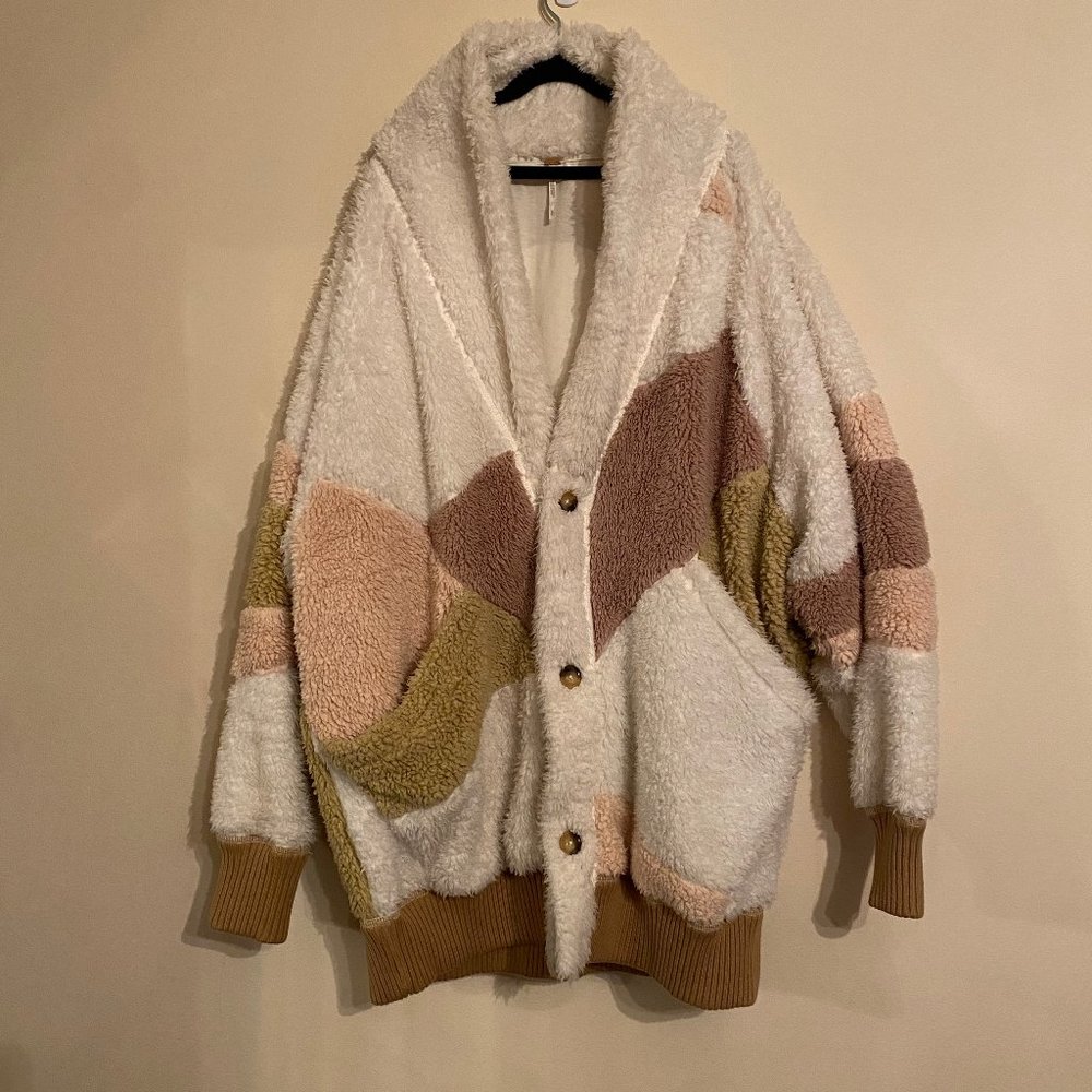 Rare Free People Selma Cardi Teddy Fur Soft Cardigan Jacket XS